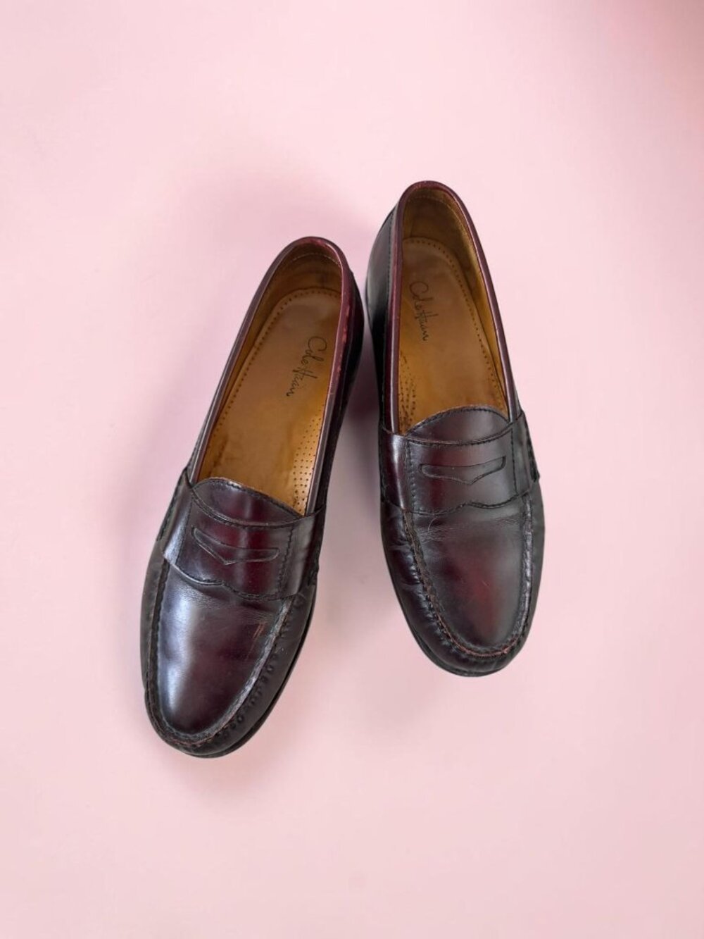 COLE HAAN Men’s Brown Burgundy Leather Loafers Size 9.5 C